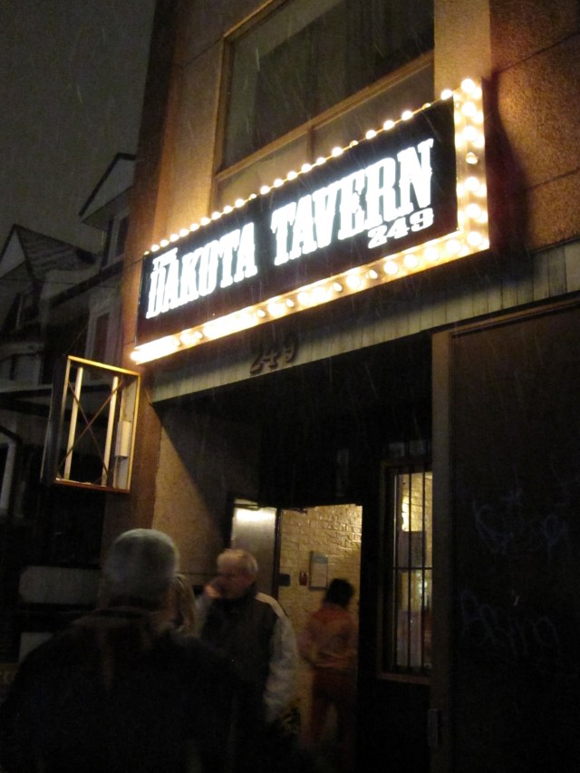 Patrons outside Toronto's Dakota Tavern after hearing an afternoon of the Foggy Hogtown Boys on Feb. 5, 2011
