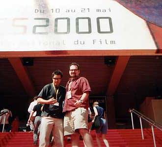 04-Red_Carpet cropped Demarbre at the 2000 Cannes Film Festival, where "Harry Knuckles and the Treasure of the Aztec Mummy" screened as part of that year's Best of Slamdance tour