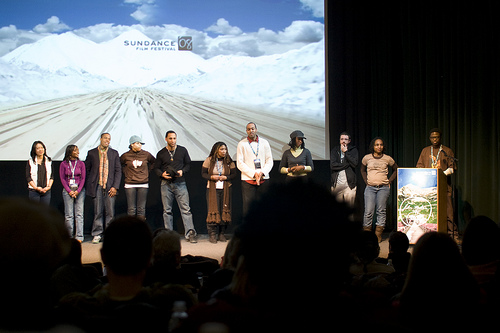 Dortch and his cast at the first Sundance film festival screening of "Black & Sexy" in 2008