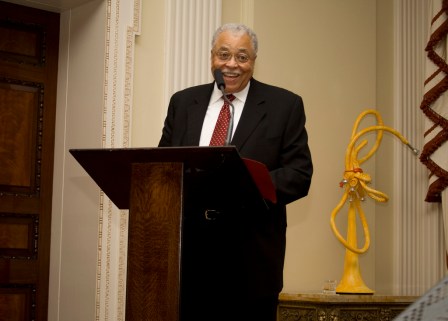 James Earl Jones speaking to guests at Winfield House, London on Jan. 18, 2010 (photo by usembassylondon, Flickr Creative Commons)