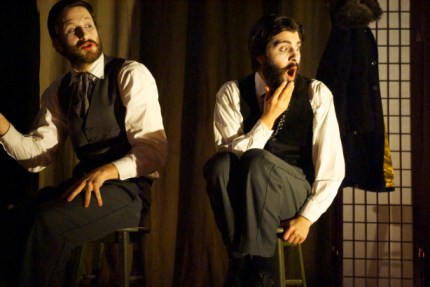 Viktor Lukawski and Paolozza in Paolozza's adapation of Dostoyevsky's novella "The Double" (photo by Lacey Creighton) Viktor Lukawski and Paolozza in Paolozza's adapation of Dostoyevsky's novella "The Double" (photo by Lacey Creighton)