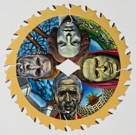 Untitled 2008 painting on a metal saw blade by Eric Stotik: LR103 (4 faces), 14.25" x 14.25" (photo by Bill Bachhuber)