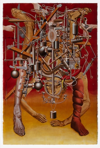 "Quetzalcoatl," a 2013 painting by Eric Stotik: LR237, acrylic on paper 60" x 40" (photo by Bill Bachhuber)