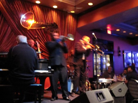 Lucien Barbarin (extreme right) with the Original Tuxedo Jazz Band on Feb. 10, 2014 at Irvin Mayfield's Jazz Playhouse (L to R: Larry Sieberth, piano; Richard Moten, bass; Andrew Baham, trumpet; Gerald French, drums) (photo by Anita Malhotra) Lucien Barbarin (extreme right) with the Original Tuxedo Jazz Band on Feb. 10, 2014 at Irvin Mayfield's Jazz Playhouse (L to R: Larry Sieberth, piano; Richard Moten, bass; Andrew Baham, trumpet; Gerald French, drums) (photo by Anita Malhotra)