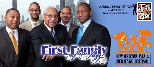 A limited edition commemorative envelope honoring the five musical members of the Marsalis family. From L to R, Wynton, Jason, Ellis, Jr., Delfeayo and Branford (photo courtesy of Jason Marsalis)