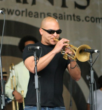 Trumpeter Irvin Mayfield performing in the "Wednesday in the Square" concert series in New Orleans on April 27, 2011 (photo by robbiesaurus, Flickr Creative Commons)