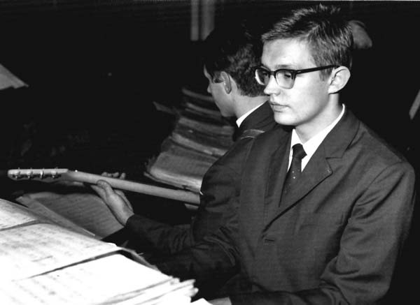 Emil Viklický as a teen in the mid-'60s playing piano in his school's big band dance band
