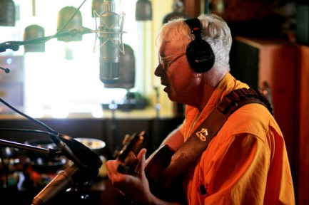 Bruce Cockburn recording a song for the 2011 album "Small Source of Comfort" (photo by Daniel Keebler)