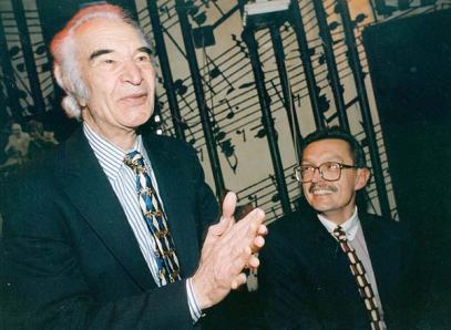 Dave Brubeck with Emil Viklický at the Reduta Jazz Club in Prague in 1997