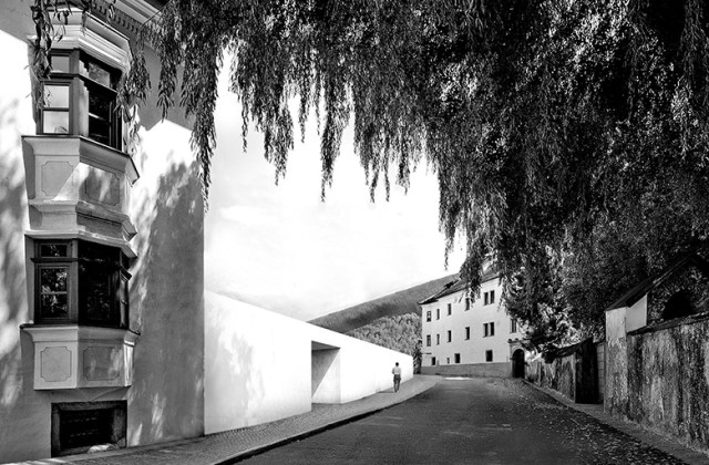 Architectural rendering of a music school in Brunico, Italy designed by Barozzi/Veiga and currently under construction (photo courtesy of B/V)