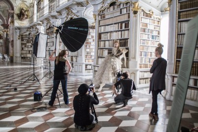 Benjamin Von Wong in a photo shoot at Stift Admont (Admont Abbey) in Austria (photo by Eva Creel)