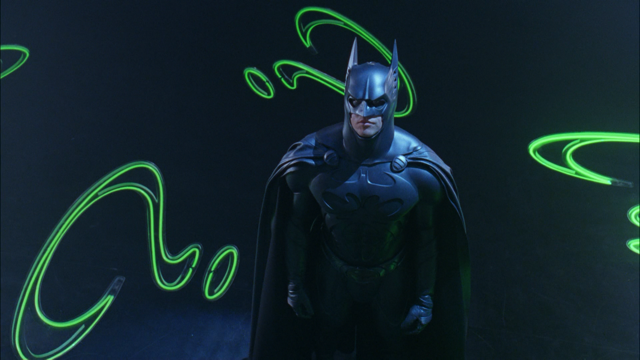 Batman against a background of neon created by Lisa Schulte and her company Nights of Neon (photo courtesy of Lisa Schulte)