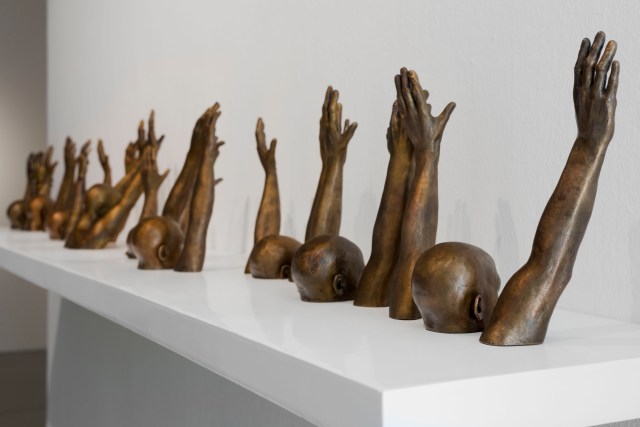 Thomas’ bronze sculpture “Raise Up,” part of the work exhibited for the 2017 Aimia | AGO Photography Prize (photo courtesy of Hank Willis Thomas and Jack Shainman Gallery)