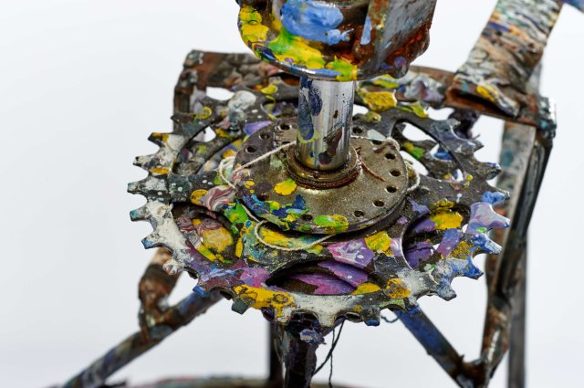 The repurposed bicycle crank used by Callen Schaub to spin his paintings (photo by Collateral Photography - Spencer Robertson)
