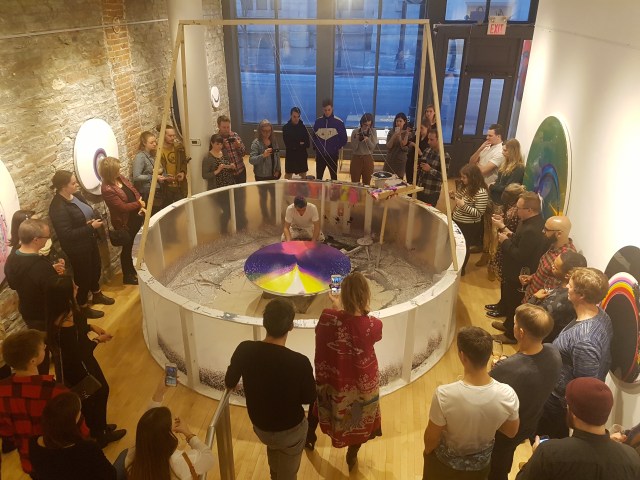 Schaub painting live at The Sussex Contemporary gallery on April 15, 2018 (photo by Anita Malhotra)