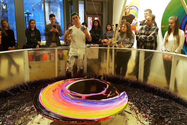 Callem Schaub painting live in at The Sussex Contemporary gallery on April 15, 2018 (photo by Anita Malhotra)