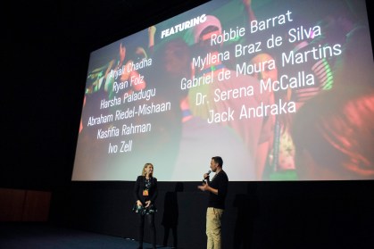Darren Foster at a Q & A for "Science Fair" at the Edinburgh International Film Festival on June 23, 2018 (photo by DW Nicholson, Flickr Creative Commons, © EIFF)