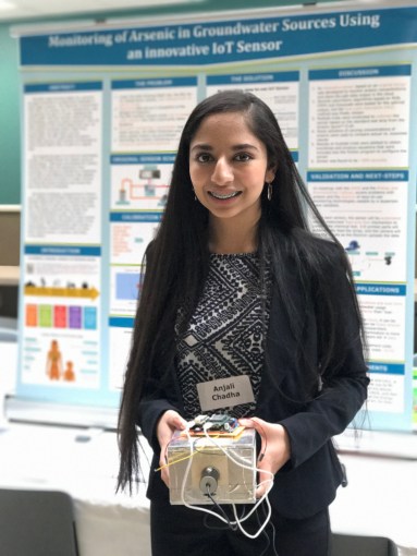 15-year-old Anjali Chadha's ISEF 2017 project was a device that monitors arsenic in groundwater (photo courtesy of National Geographic)