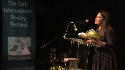 Beasley reading from "Theories of Falling" at the 2019 Cork International Poetry Festival (photo courtesy of the Munster Literature Centre)