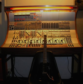 Courtis' 2017 double vinyl LP "Buchla Gtr" featuring the Buchla 200 modular synthesizer and Spirit electric guitar (photo courtesy of Alain Courtis)