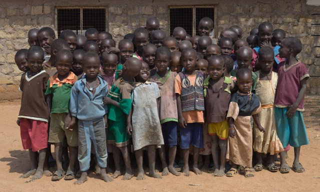 A photo from Chris Jordan's 2011 series "Ushirikiano" depicting a class at Naisunyai Primary School, Westgate Community Conservancy (Samburu tribe) in Kenya (photo courtesy of Chris Jordan)