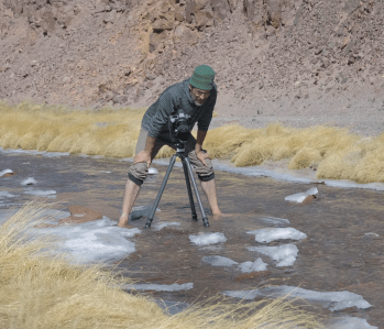 Chris Jordan working on his latest project, a film on lithium mining, in Chile (photo courtesy of Chris Jordan)